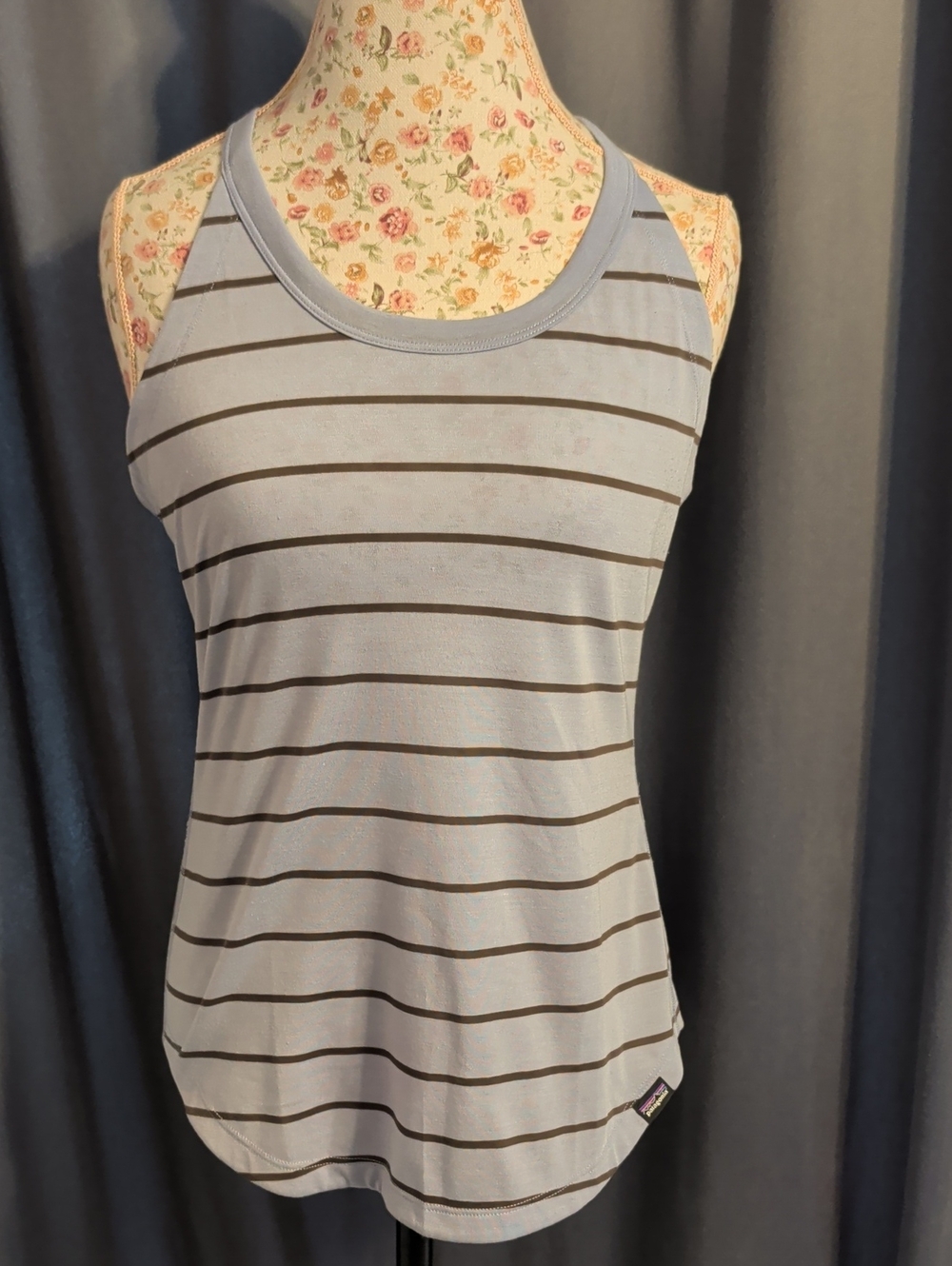 Patagonia Capilene Cool Women's Light Blue Striped Tank Top - Casual Racerback